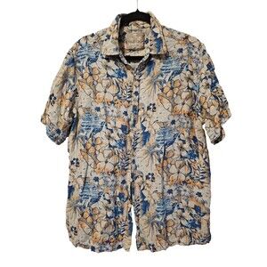 Margaritaville Hawaiian Shirt Mens Large-75% silk/25% linen-comfy